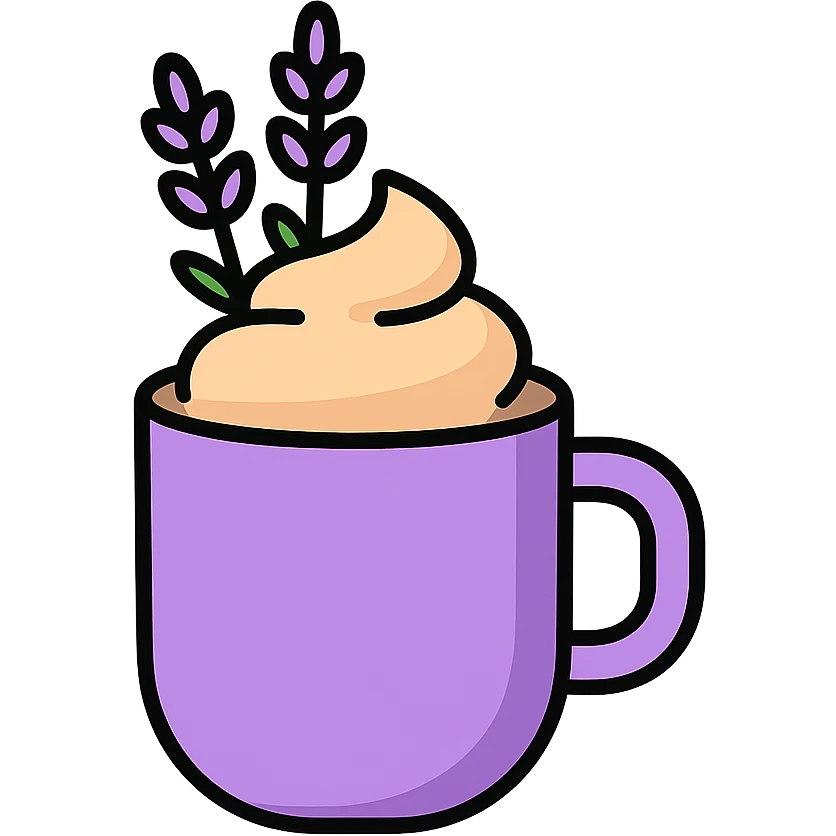lavender mocha, cute and inviting emoji