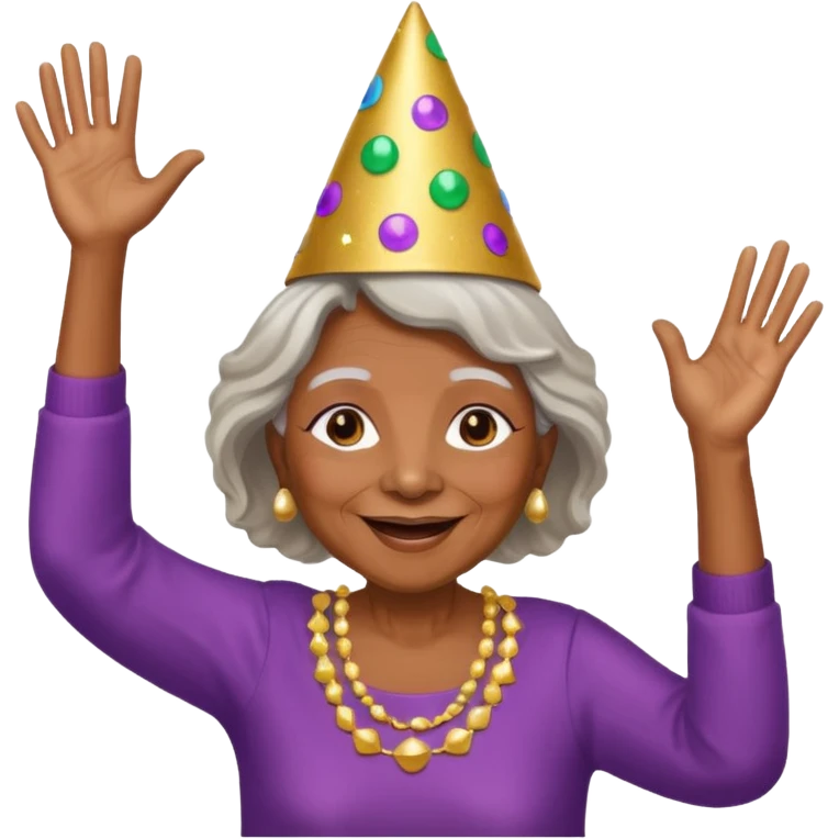 Old lady hands up raise the roof dancing  like she doesn’t care  emoji