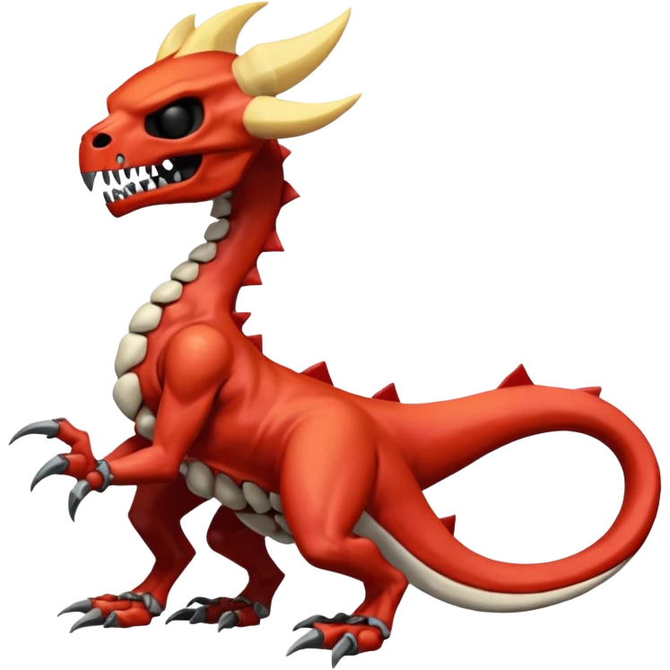 Oily smooth glossy evil sharp edgy badass skeleta skull-face skull-masked skull-headed l Charmeleon-Zeraora-Salandit-fusion, full body emoji
