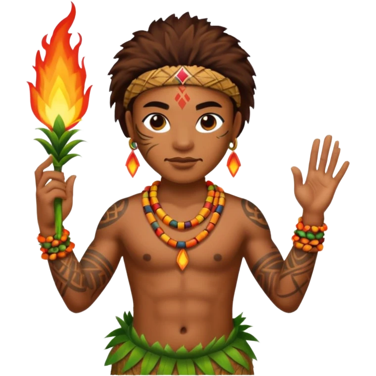 hawaiian fire dancer with tattoos emoji