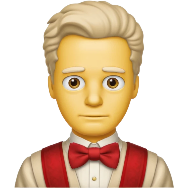 simpson guy, wearing Roman royal ancient custome, red bow tie emoji