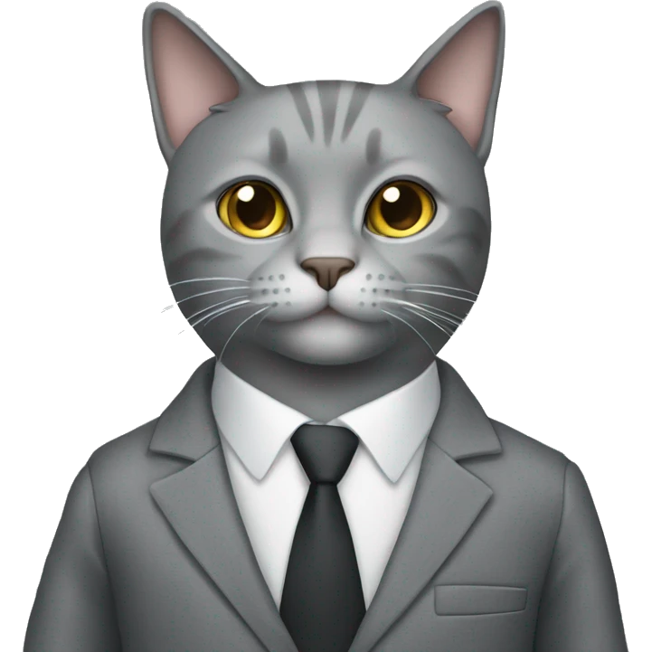 gray cat in a gray suit emoji