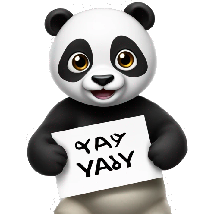 Panda holding a sign that says YAYY emoji