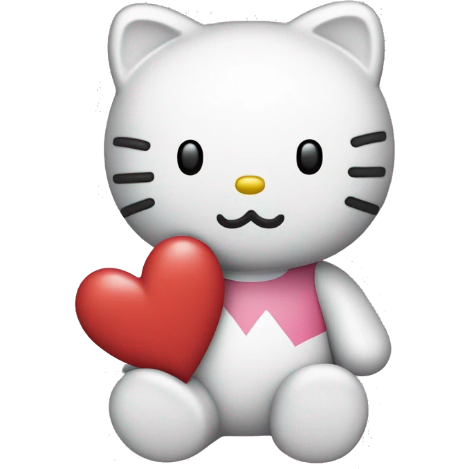 Hello kitty agarrando un osito y un corazón  emoji