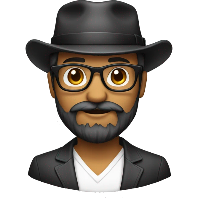 Emoji de barba preta e branca, óculos e boné emoji