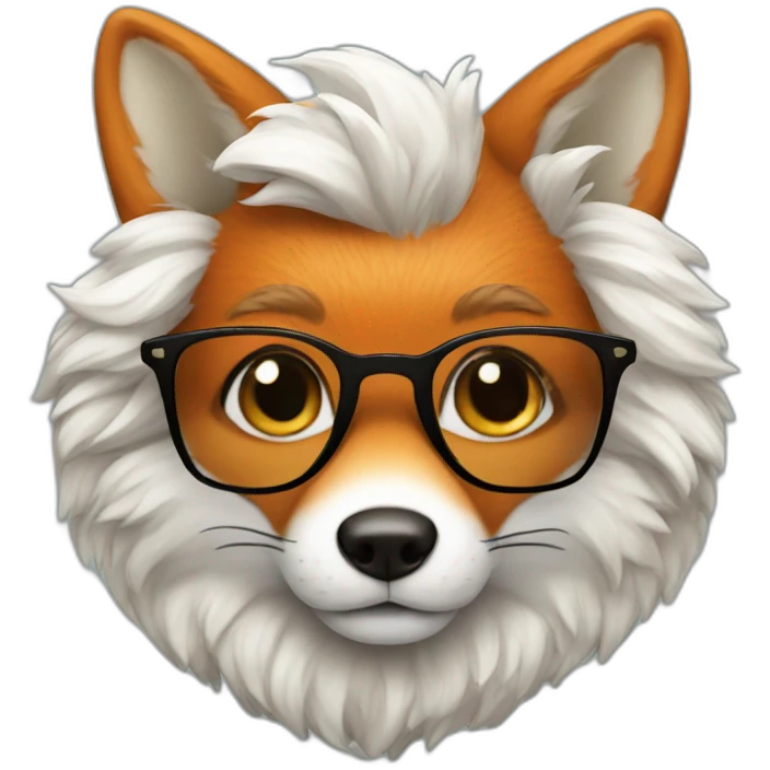 fox with glasses and wig with white curls emoji