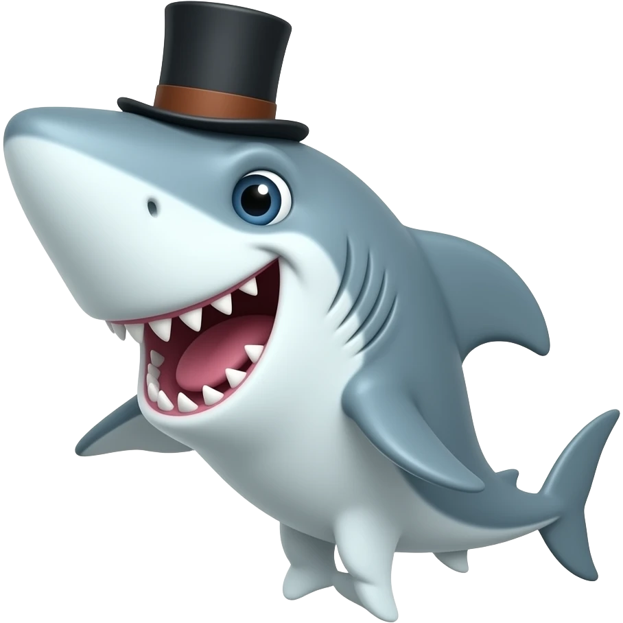 Shark with a top hat emoji