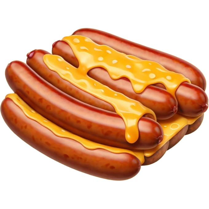 make a picture of a sausage that has been cut in half and melted cheese comes out from inside the sausage emoji