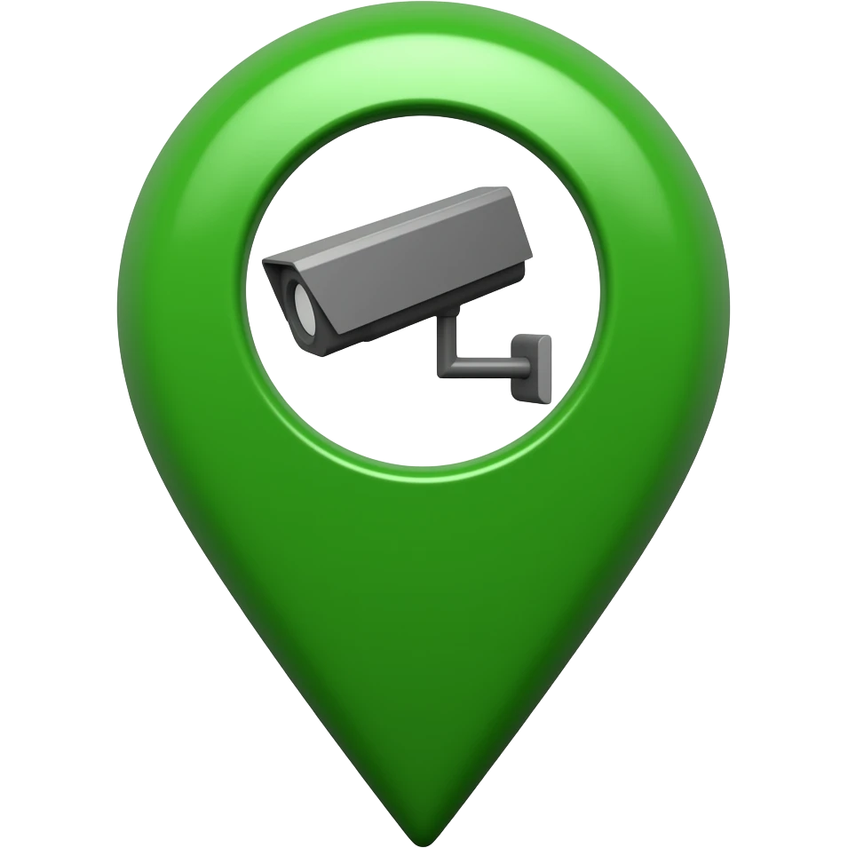CCTV in map marker green emoji