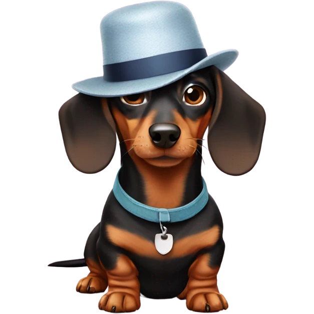 Dachshund wearing a hat funny emoji