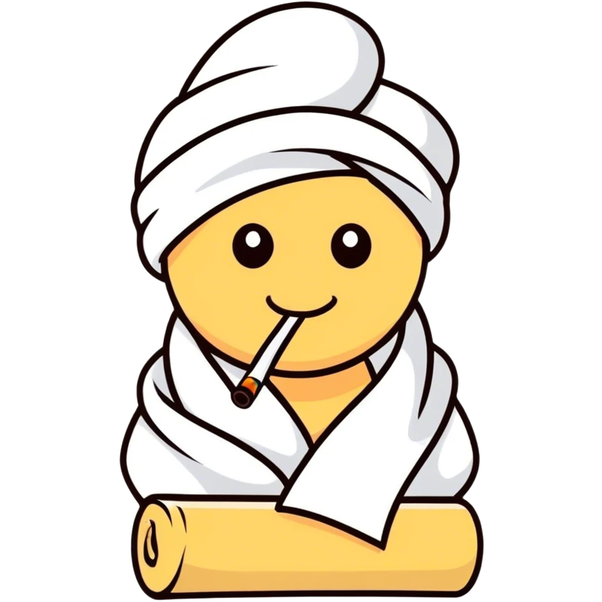 A towel smoking a blunt emoji