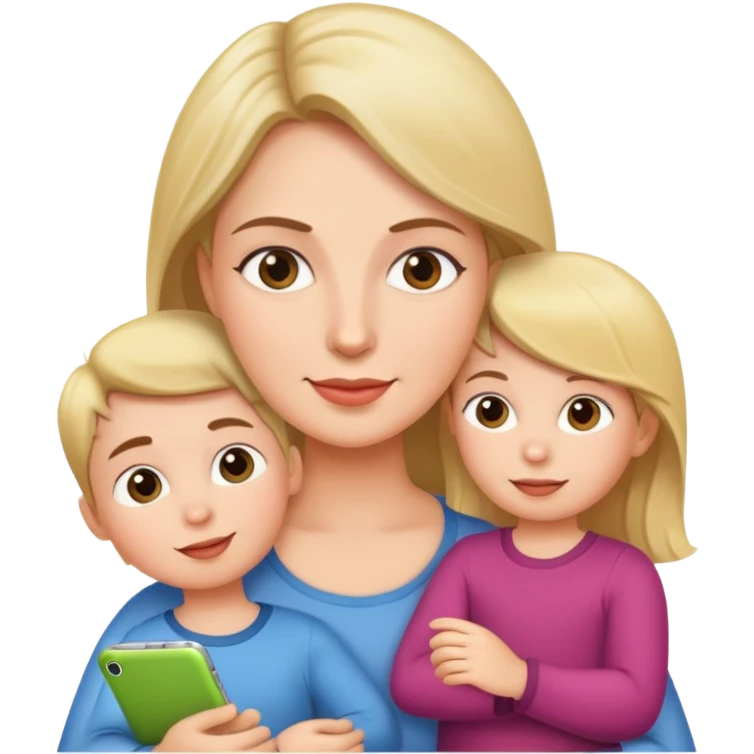 Busy mom with 2 kids emoji