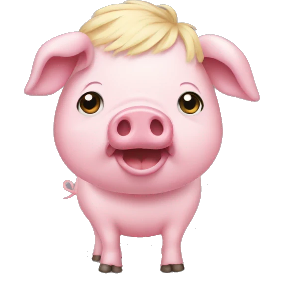 full body pink pig wearing a blonde wig emoji