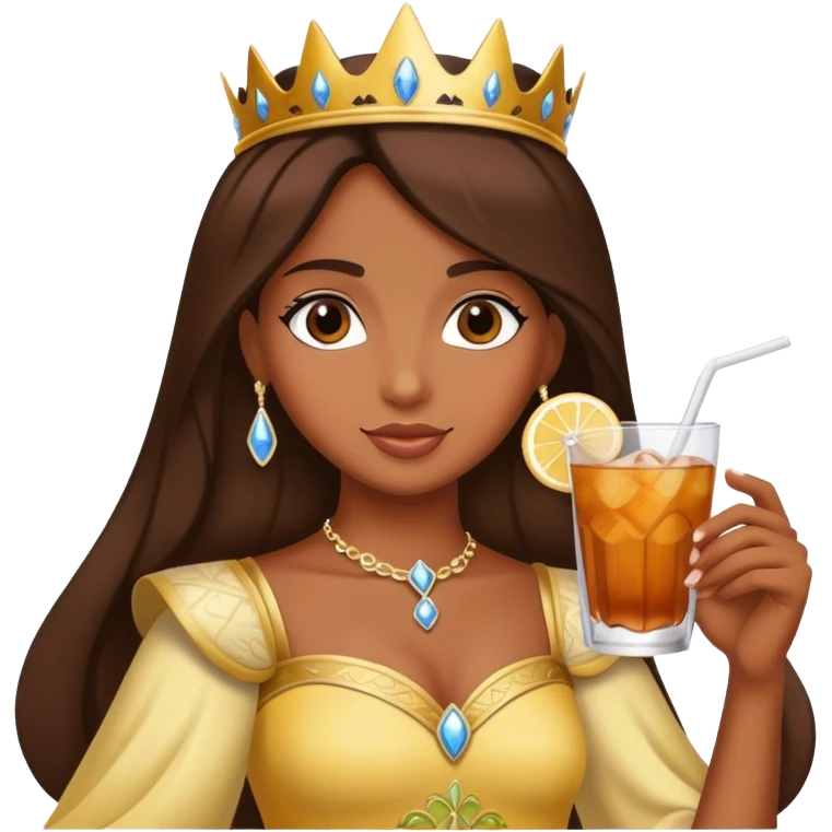 Princesa morena con bebida  emoji