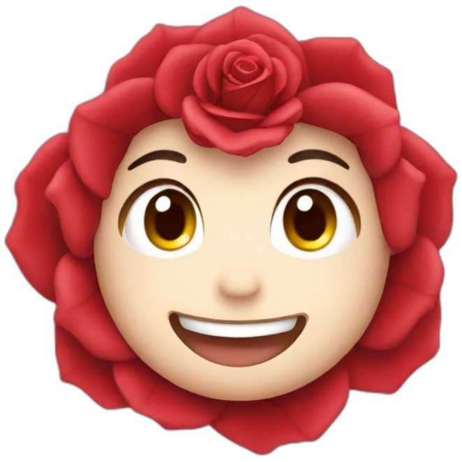 anime smiling red rose emoji
