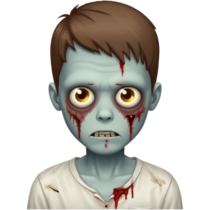 zombie boy with brown hair and white shirt emoji
