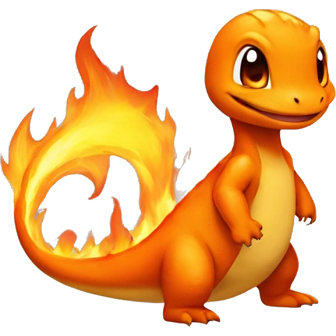 Charmander with a flame on its tail-tip emoji