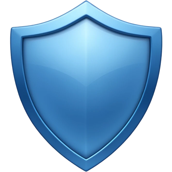 blue shield with a metallic, shiny blue center, no symbols emoji
