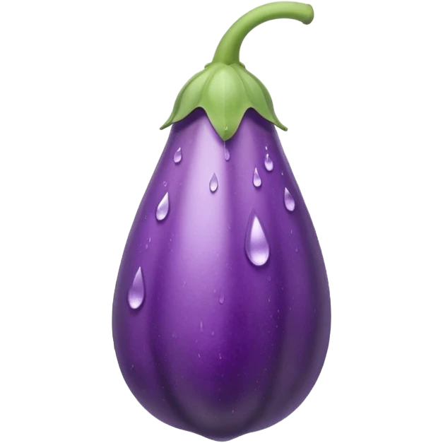 make the eggplant longer and thinner and make the water misty I still want water to come out of the stem emoji