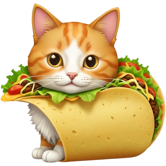 A cat in the shape of a taco emoji