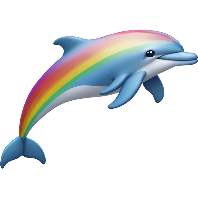 Dolphin flying over a rainbow emoji