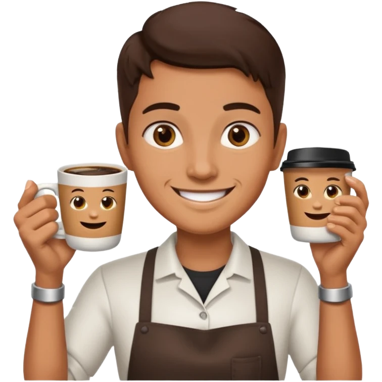 barista with only one big cup of coffee emoji