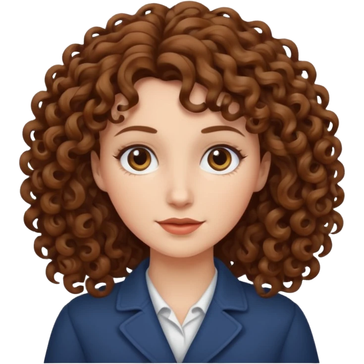 hazme una mujer blaca crespa con el pelo cafe  emoji