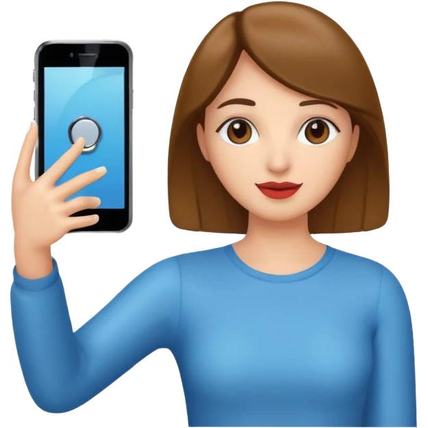 mirror woman holding her phone having selfie emoji