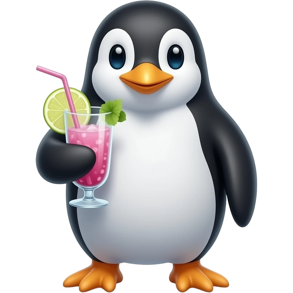 Penguin with cocktail emoji