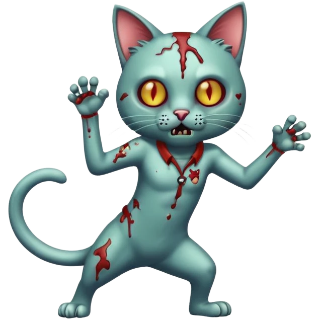 zombie cat full body with action pose emoji
