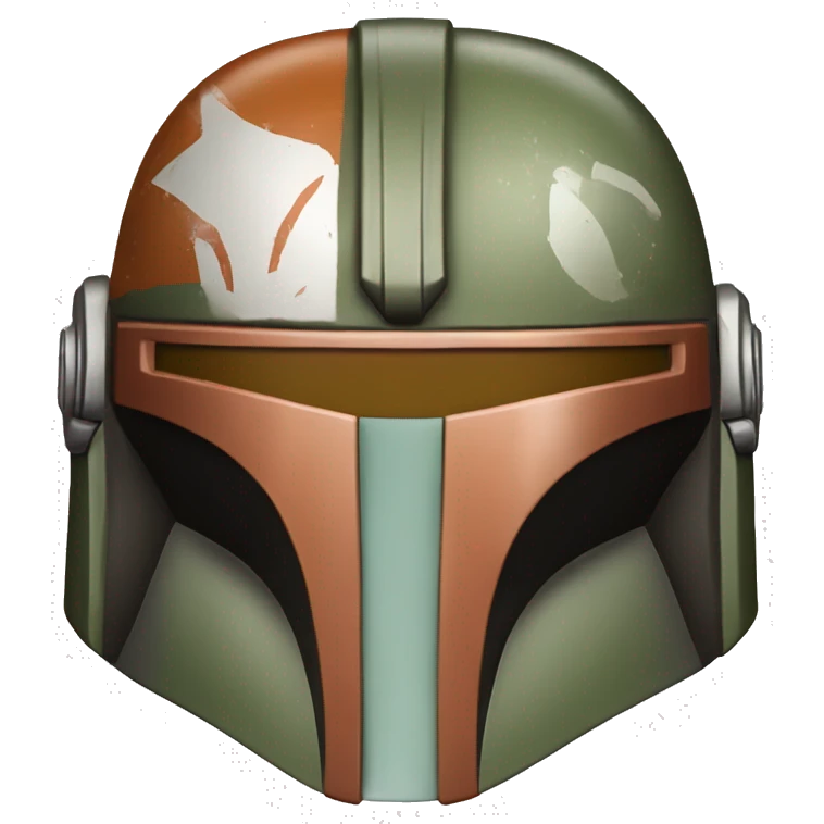 Olive and rust colored Mandalorian helmet emoji