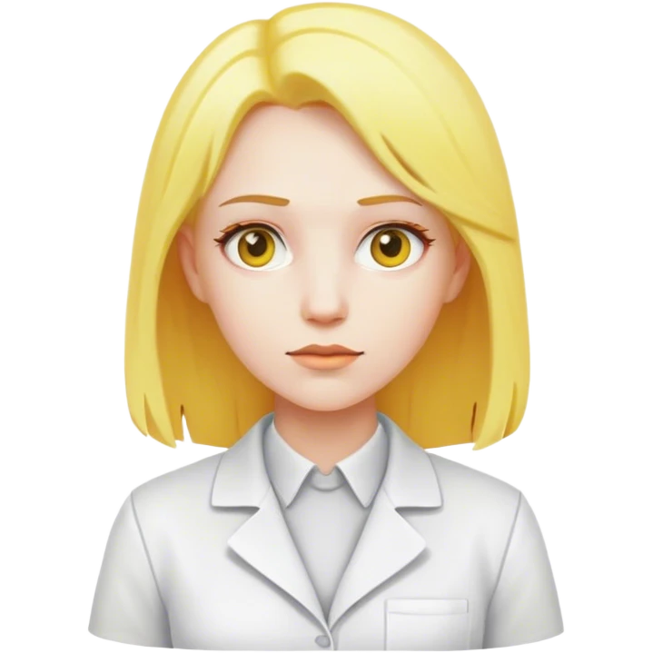 science womman with white clothes with yellow hair emoji