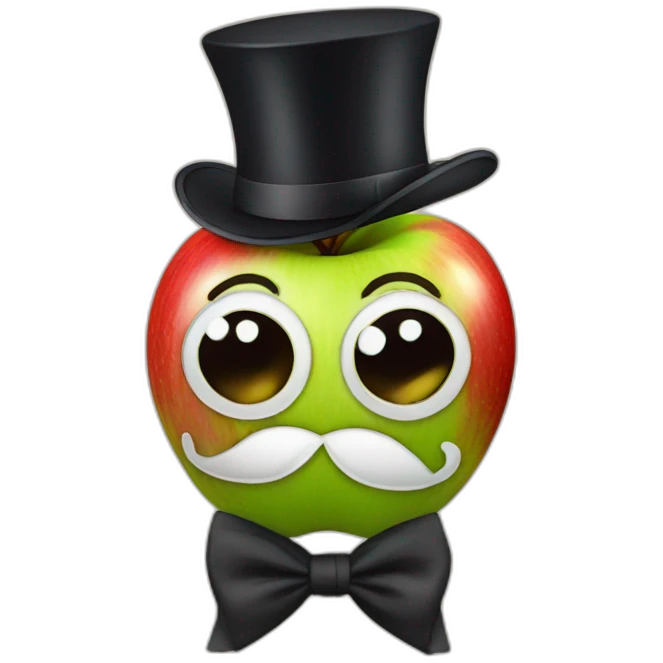 apple with tie and top hat emoji