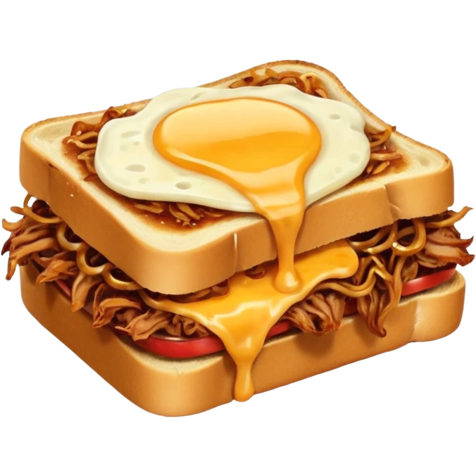 BBQ pulled pork melt on texas toast with crispy onions  emoji