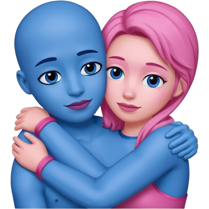 Pink person hugging a blue person  emoji