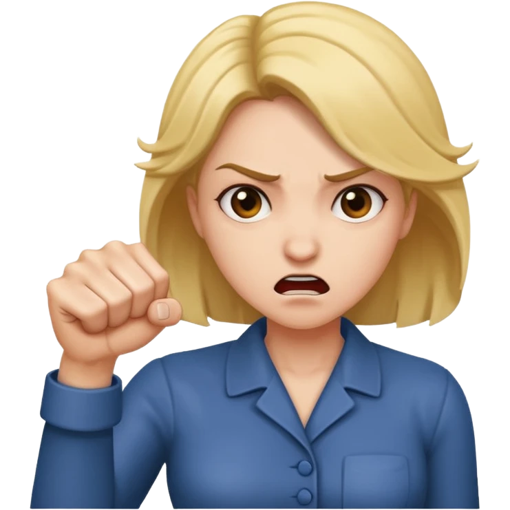 Mad woman showing her fist towards me  emoji