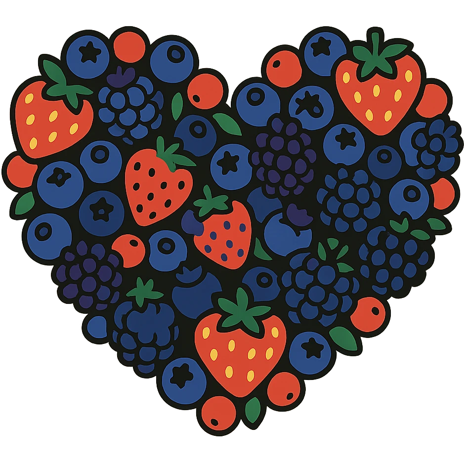 heart shape made out of berries emoji