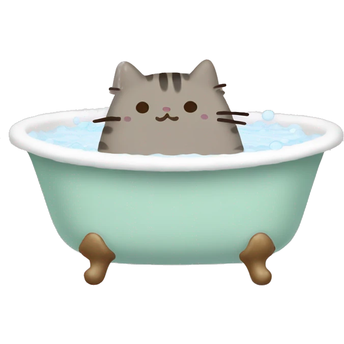 Pusheen in the bath emoji