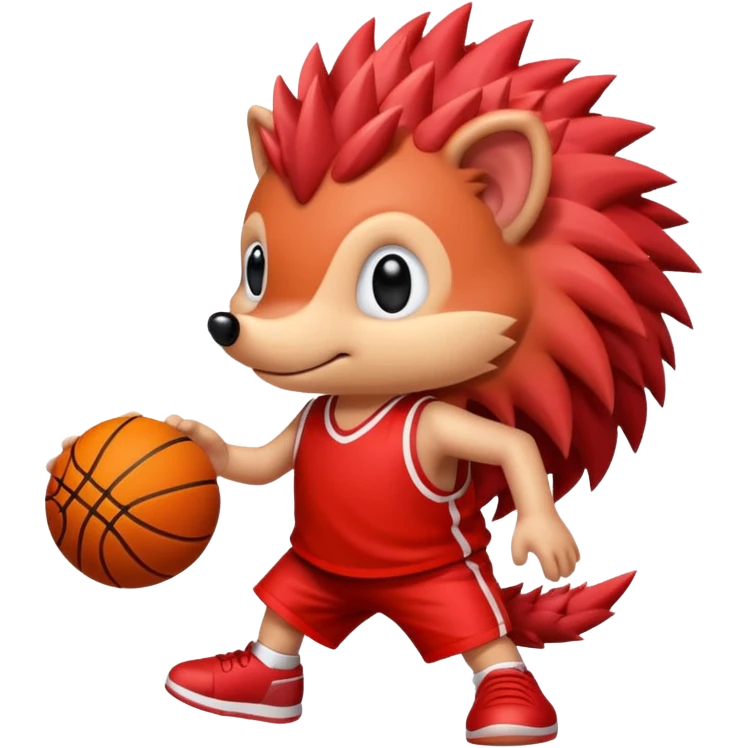 red hedgehog playing basketball emoji