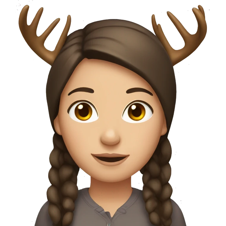 brunette girl with deer antlers  emoji
