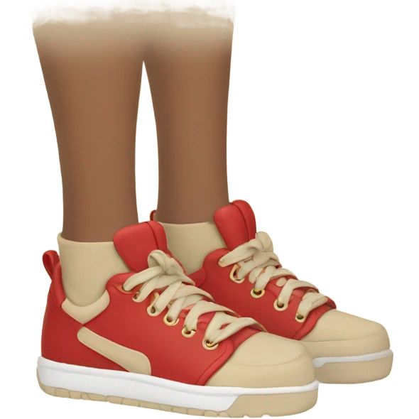 red and beige sneakers on feet emoji