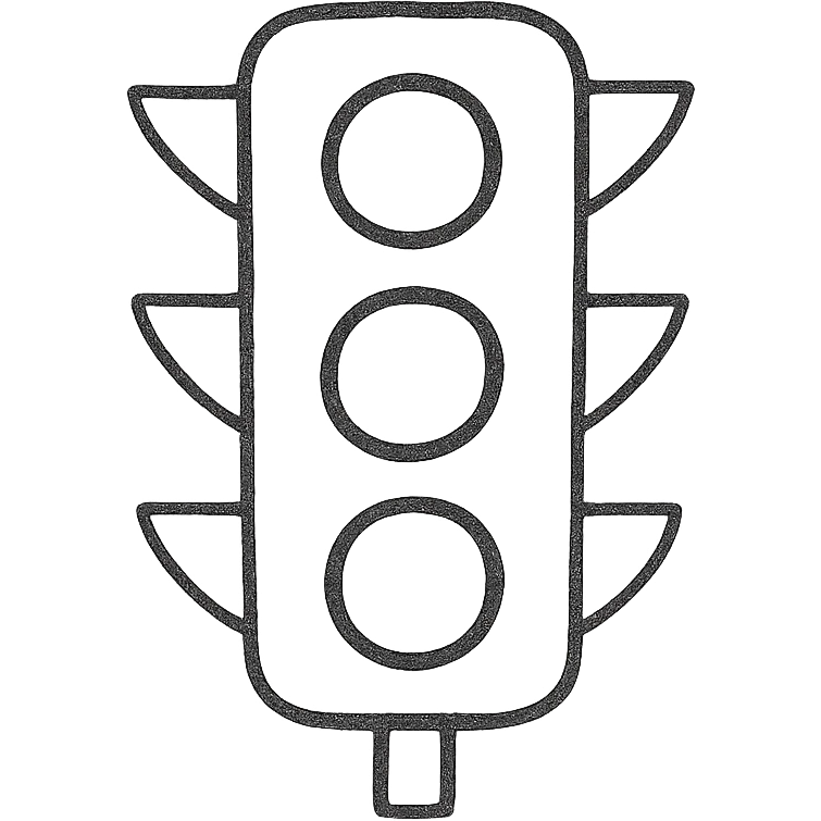hand drawn outlined icon of a red traffic light emoji