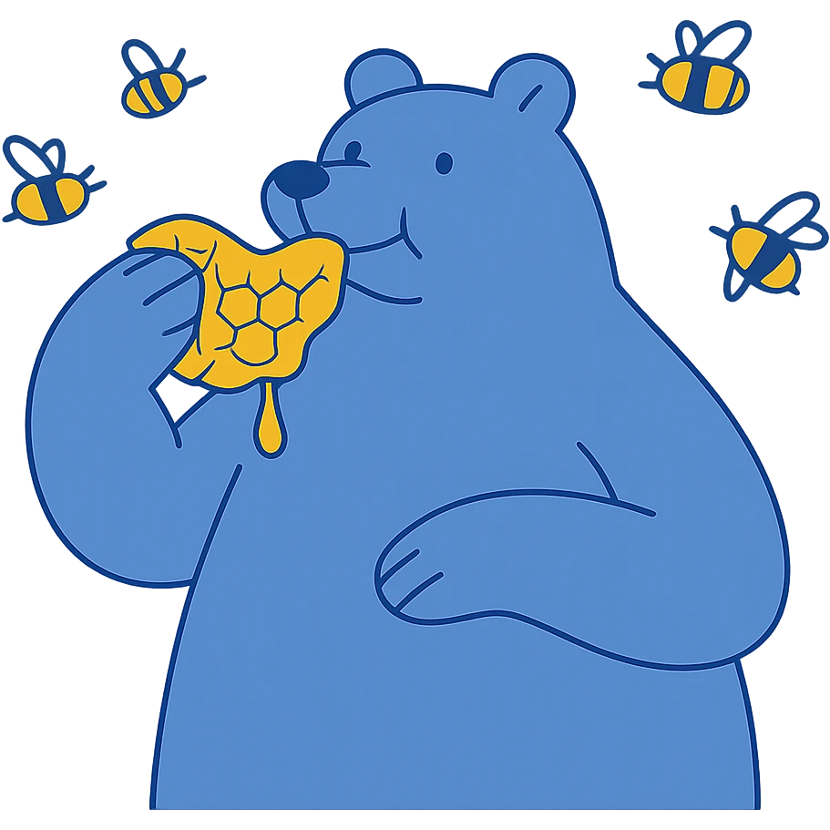 bear eating honeycomb with bees flying around emoji