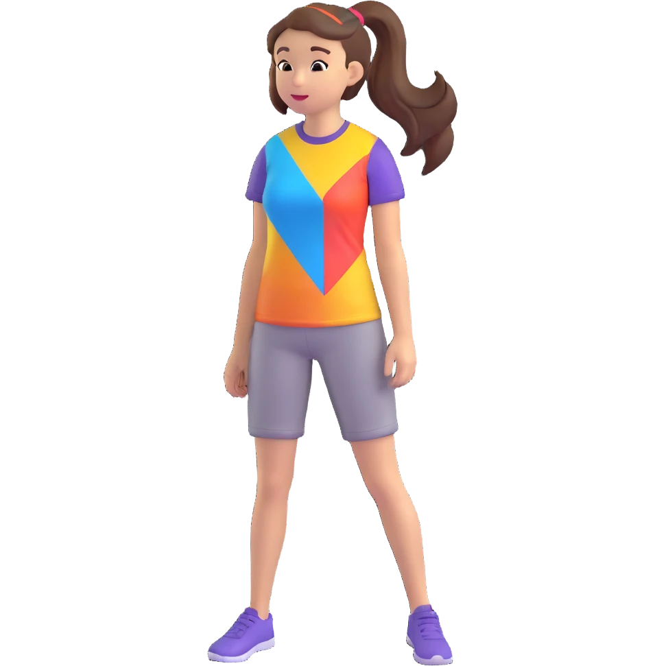 niña con coleta, con camiseta colorida emoji