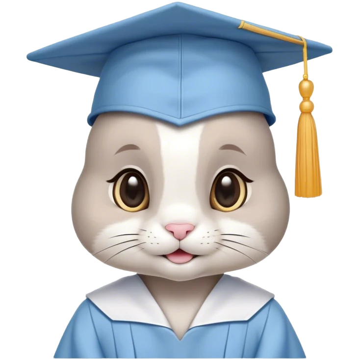 BUNNY in LIGHT BLUE graduation uniform graduation cap emoji