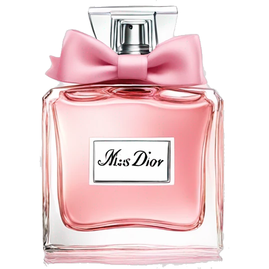 Light pink Miss Dior perfume with bow emoji