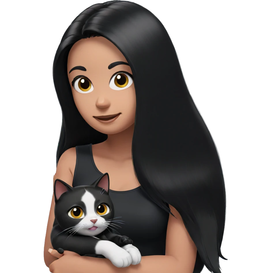 girl holding black cat emoji