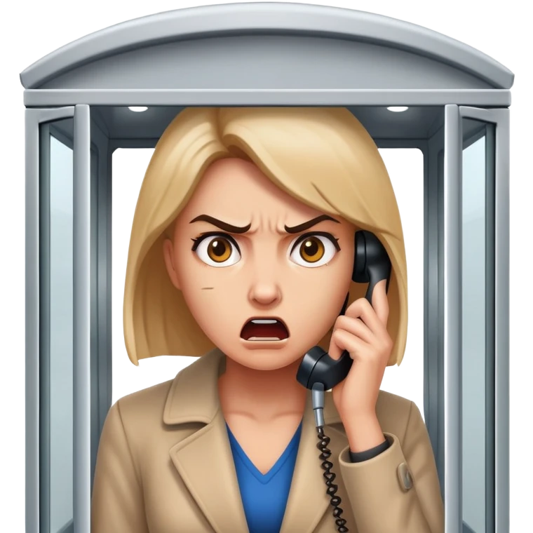 Telephone booth with angry woman inside emoji