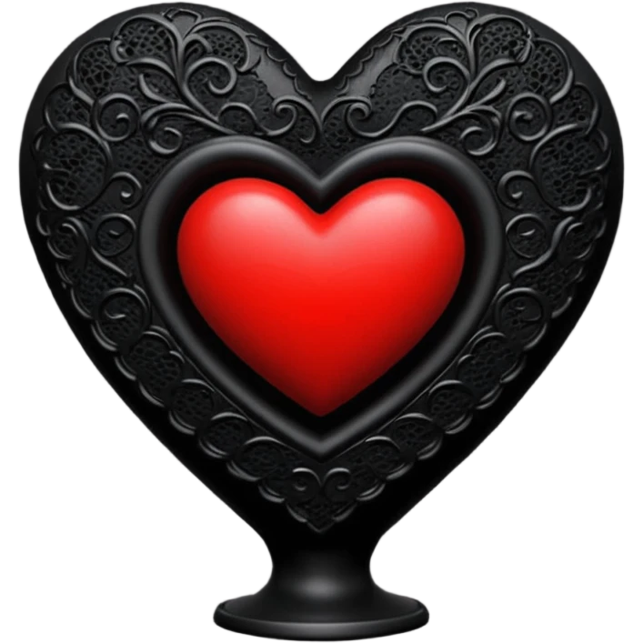 goth themed heart with a black lace vase emoji