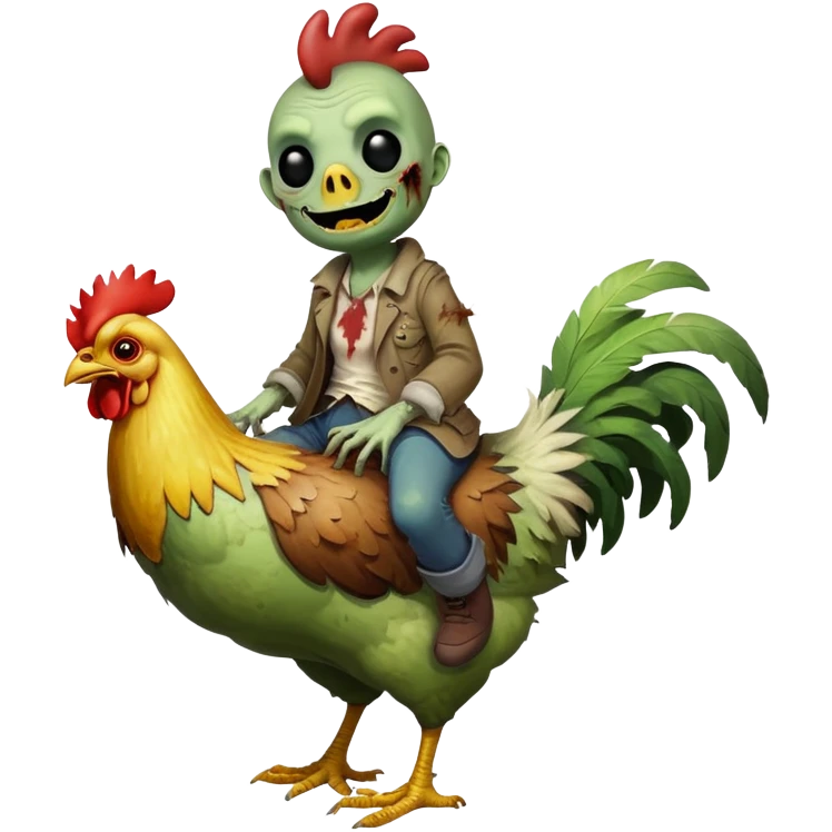 zombie riding on a chicken with smiley f emoji